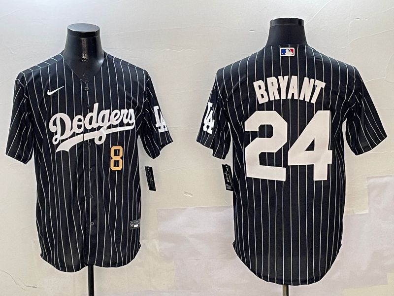 Men Los Angeles Dodgers #24 Bryant Black Stripe Jointly Name 2025 Nike MLB Jersey style 3